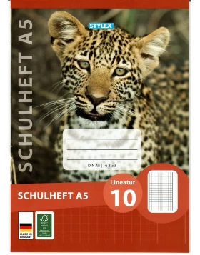  Schulheft Lineatur 10 DIN A5- Tiger