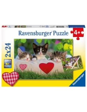 Verschlafene Kätzchen, Puzzle 2 X 24 Teile - 2 παζλ με γατάκια
