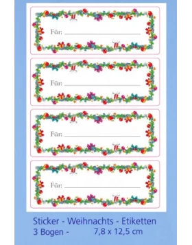 Weihnachtsetiketten Sticker 3 Bogen - 3 φύλλα αυτοκόλλητα