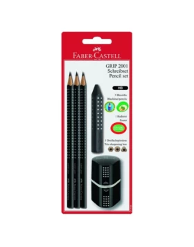 Faber-Castell GRIP  Set, Bleistifte/Radierer/Spitzer, schwarz