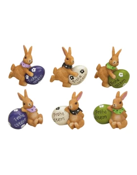 Häschen mit Ei FROHE OSTERN - Κεραμικό λαγουδάκι με αυγό και ευχή