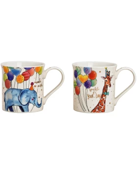 Κούπα εορταστική - Becher Birthday - Giraffe, Elephant - aus Porzellan, 300ml