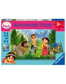 Ravensburger - Heidi, Gemeinsame Zeit in den Bergen, Kinderpuzzle, 2x12 Teile