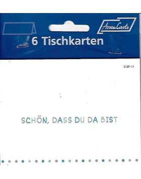 Tischkarten- 6 καρτάκια για το τραπέζι με μήνυμα στα γερμανικά, 4 x 2