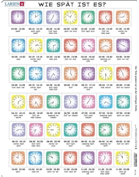 LARSEN Puzzle Wie spät ist es? - Παζλ Μαθαίνω την ώρα στα γερμανικά, 36x28 cm