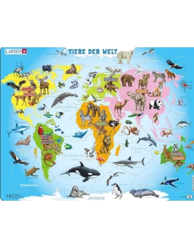 Puzzle – Tiere Der Welt- Πάζλ τα ζώα του κόσμου, 36x28 cm