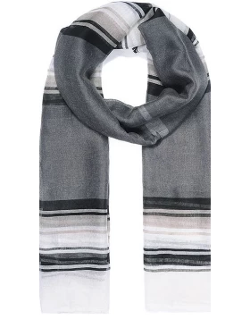 Μακρόστενο φουλάρι ριγέ γκρι- Schal Grey stripy print, 70x180cm