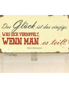 Schild Das Glück  ist das einzige, 24 x 13 cm