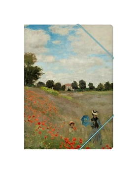 Aktenordner mit elastischem Verschluss, A4, Monet, Mohnfeld