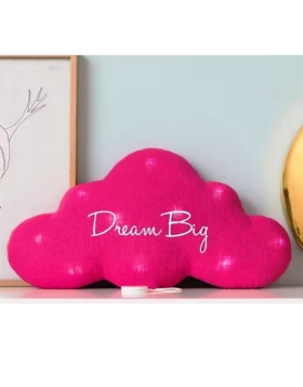 Veilleuse musicale nuage lin rose fuschia dream big, 38 x 24 cm