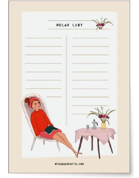 MIAO Notizblock Relax list liniert DIN A6, 10.5 x 14.6 cm