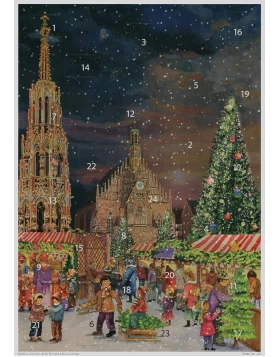 Adventskalender Nürnberg - Schöner Brunnen - Χριστουγεννιάτικο ημερολόγιο 41 x 30 cm