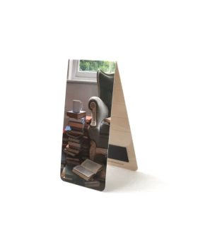 Μαγνητικός σελιδοδείκτης - Magnetisches Lesezeichen, Stuhl, Bücher und Kaffee, 4,9 cm x 10,5 cm