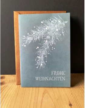 Χριστουγεννιάτικη κάρτα - Klappkarte Tannenzweig Frohe Weihnachten mit Umschlag