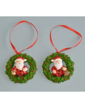 Χριστουγεννιάτικο στολίδι κεραμικό - Christbaumschmuck Poly Kranz mit Nikolaus (5.5 cm)