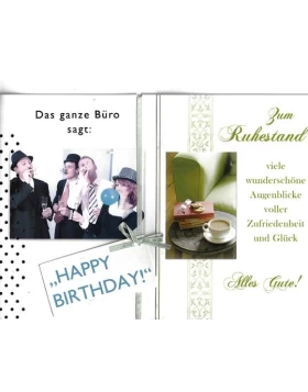 2 Grusskarten für 1 Euro - Happy Birthday/ Ruhestand
