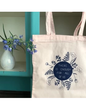 Υφασμάτινη τσάντα - Handbedruckte Stofftasche mit Blumenmuster