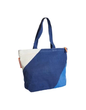 Μεγάλη υφασμάτινη τσάντα με φερμουάρ - Shopper Indigo Blue
