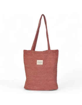 DE LA MUR tote bag red stripes 36 x 39 cm