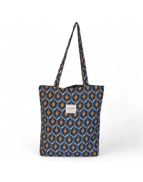 DE LA MUR tote bag geometric print blue yellow 36 x 39 cm