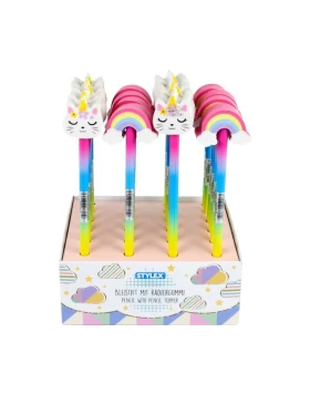 Pencil with eraser, rainbow cat