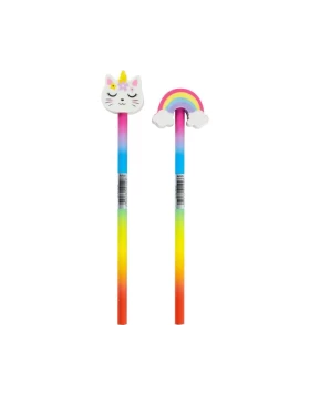 Pencil with eraser, rainbow cat