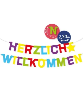 Papier-Girlande Herzlich Willkommen - γιρλάντα Καλώς Ήρθατε στα γερμανικά