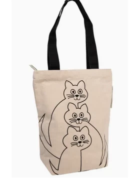 Tote Bag Süße Katzen - τσάντα με φερμουάρ από ανακυκλωμένα υφάσματα