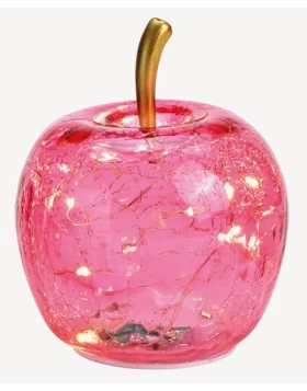 Apple with 10 LEDs with timer made of glass pink/pink 