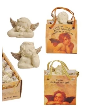 Μικρό λευκό αγγελάκι Engel in weiß aus Poly in Geschenktüte, 5 cm