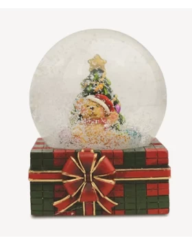 Schneekugel Teddy auf Geschenk. 2 Motive 