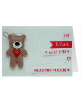 Ευχετήρια κάρτα για γέννηση Grußkarte mit Filz »Zur Geburt alles Liebe«