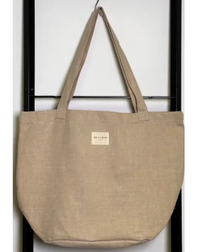 DE LA MUR shopper bag μπεζ λινό 50 x 39 cm BOSGPISA