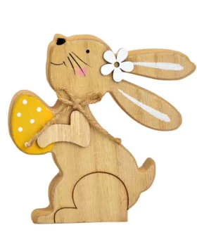 Ξύλινο λαγουδάκι με αυγό σε 3 χρώματα - Hase mit Osterei aus Holz