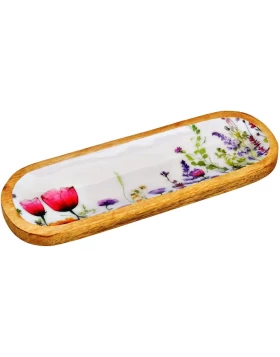 Deko Schale Blumen Dekor aus Mangoholz