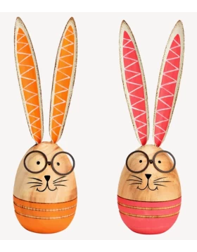 Διακοσμητικό Λαγουδάκι - Hase aus Holz Orange/Pink