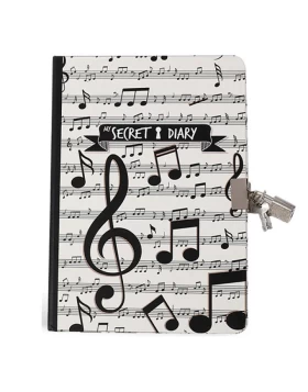 Σημειωματάριο Music Notes με Κλειδαριά - Notizbuch mit Musiknoten und Schloss