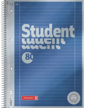 BRUNNEN Τετράδιο Collegeblock Premium Student | A4, Lineatur 27, 80 Blatt, blau 