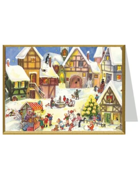 Weihnachtskarte „Weihnachtsmarkt im Dorf“