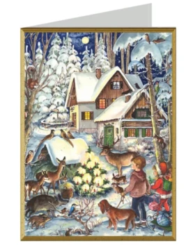 Χριστουγεννιάτικη κάρτα Weihnachtskarte „Winter bei den Tieren“