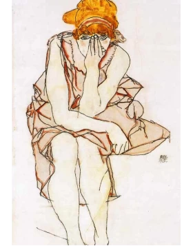 Κάρτα τέχνης Schiele χωρίς κείμενο - Sitzendes Mädchen