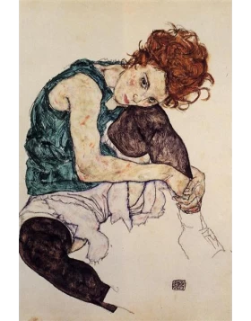 Κάρτα τέχνης Egon Schiele - Sitzende Frau mit hochbezogenem Knie