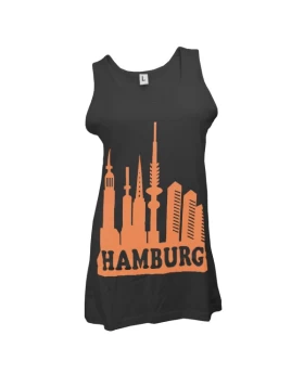 Damen T-Shirt Skyline Hamburg - Γυναικεία αμάνικη βαμβακερή μπλούζα σε διάφορες αποχρώσεις