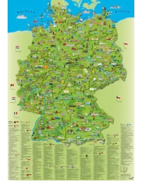 Illustrierte Deutschlandkarte, 70 x 100 - Επιτοίχιος χάρτης της Γερμανίας με εικόνες