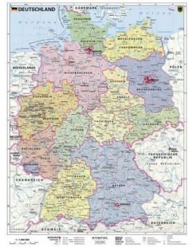 Stiefel Wandkarte Deutschland, politisch, ohne Metallstäbe - πολιτικός χάρτης της Γερμανίας, 67x91cm
