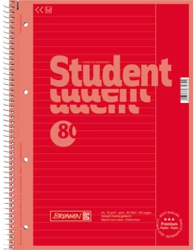 Collegeblock Premium Student Colour Code A4 liniert, mit Rand, Lin. 25 Deckblatt: red- Τετράδιο Α4 με γραμμές και περιθώριο