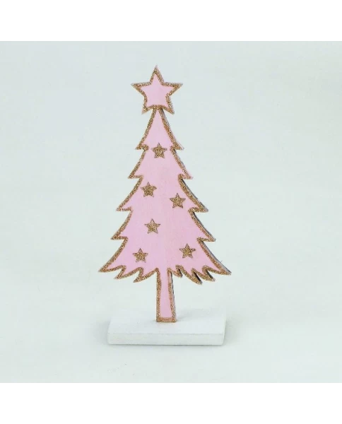 Χριστουγεννιάτικο διακοσμητικό δεντράκι - Holz deko Tannenbaum rosa (18 cm)