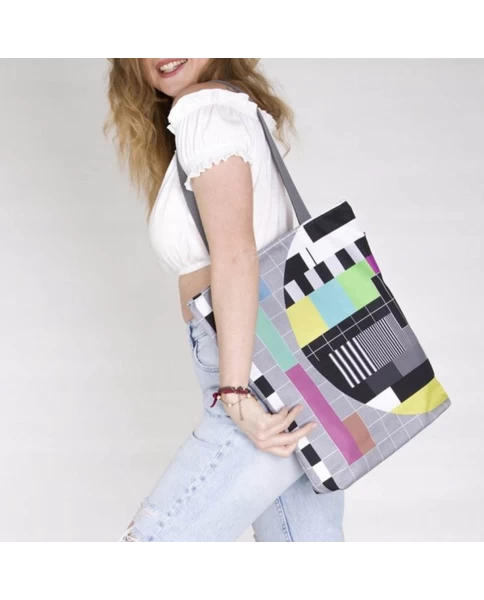 Τσάντα ώμου από καμβά 'no signal' με φερμουάρ Bertoni