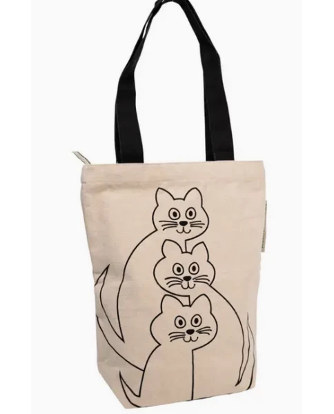 Tote Bag Süße Katzen - Nachhaltig - mit Reißverschluss - Hergestellt aus recycelter Bettwäsche im Großhandel