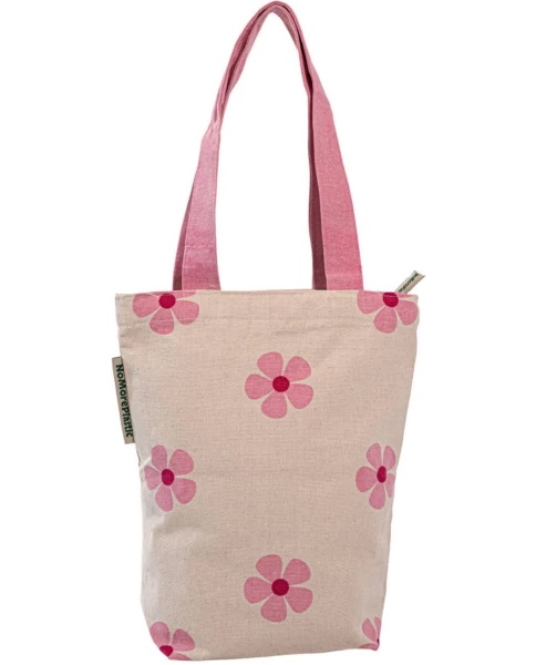 Tote Bag Flower Power - Nachhaltig  - mit Reißverschluss - Hergestellt aus recycelter Bettwäsche im Großhandel